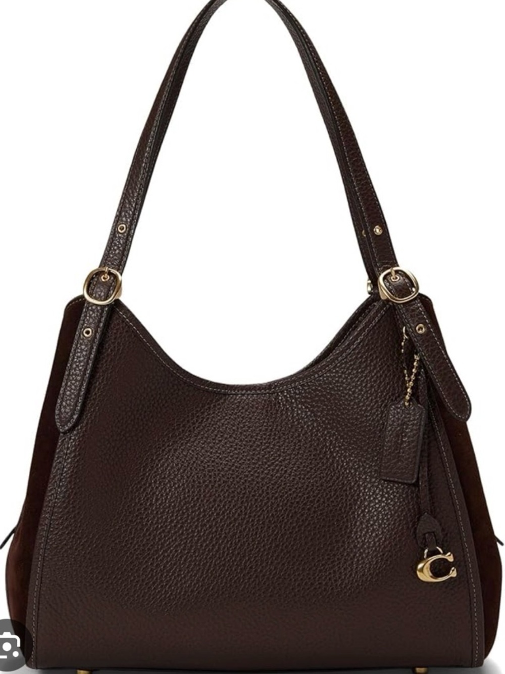 ISO Coach Lori/Bella Maple/Brass Pebbled Leather & Suede Shoulder Bag - Picture 3 of 5